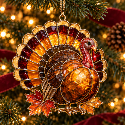 ✨ 2026 Thanksgiving Stained Glass Ornaments – Set of 6