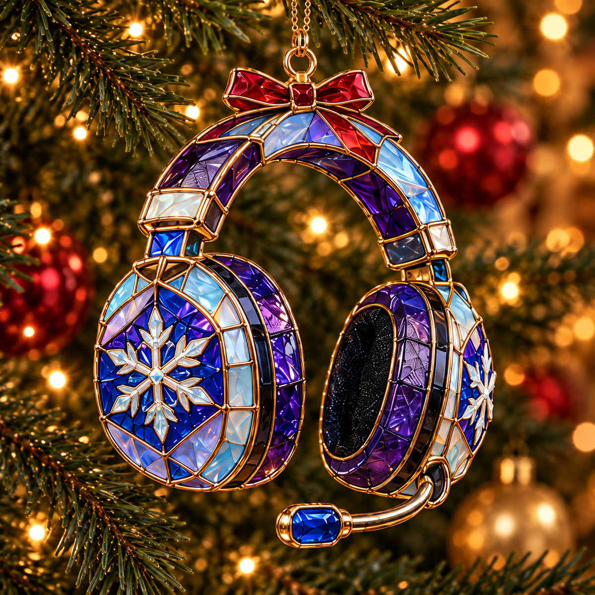 Level Up Your Christmas – 6-Piece Vintage Stained Glass Gaming Ornament Set