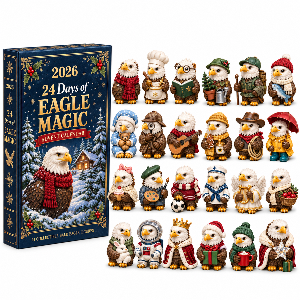 2026 Eagle Magic Advent Calendar – 24 Unique  Bald Eagle Figurines for a Magical Christmas Countdown