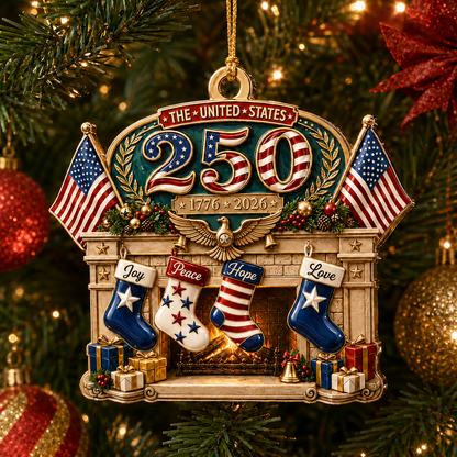 2026 USA 250th Anniversary Christmas Ornament – Patriotic Fireplace Stocking Decoration, Collectible Holiday Keepsake & Gift