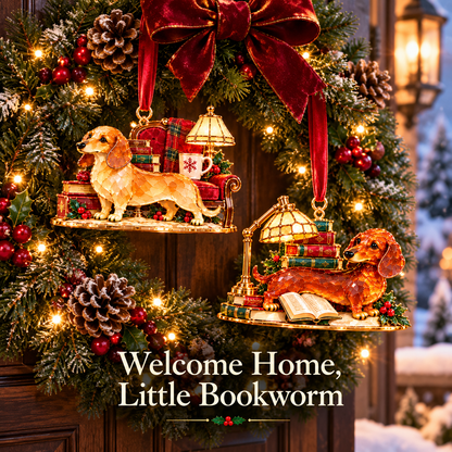 Dachshund Christmas Ornaments – Cozy Library Holiday Collection