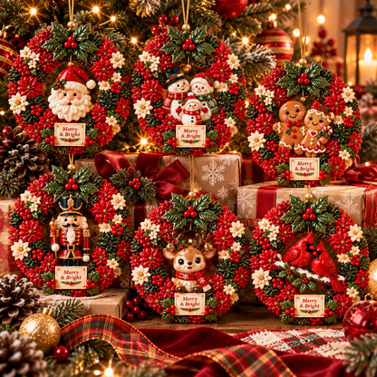 Merry & Bright Christmas Wreath Ornament Collection – 6-Piece  Santa, Snowman, Gingerbread, Nutcracker, Reindeer & Cardinal Christmas Tree Decorations | Festive Holiday Keepsake Gifts