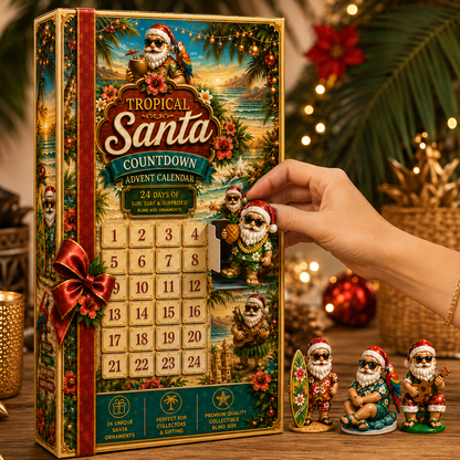 ✨24-Day Christmas Countdown Advent Calendar –Beach-vacation Santa Claus