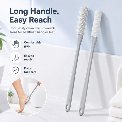 Long-Handle Silicone Soft Pedicure Tool, Shower Foot Cleaning Brush for Toe Gap Skin Cleansing🦶🚿 - image 1