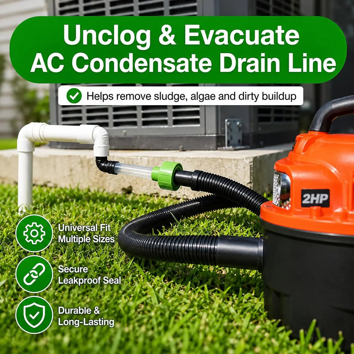 Universal AC Drain Line Cleaner Adapter, Wet/Dry Vacuum Attachment🪛 - image 2