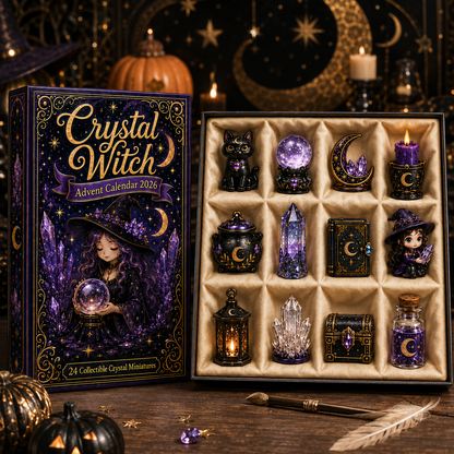 Crystal Witch Advent Calendar 2026 – 24 Days of Magical Crystal Miniatures, Mystical Witchy Collectibles & Enchanting Gifts for Fantasy Lovers, Acrylic Charms Blind Box