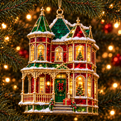 🏘️ 2026 Christmas Village House Ornaments – Set of 6 Vintage Holiday Keepsakes