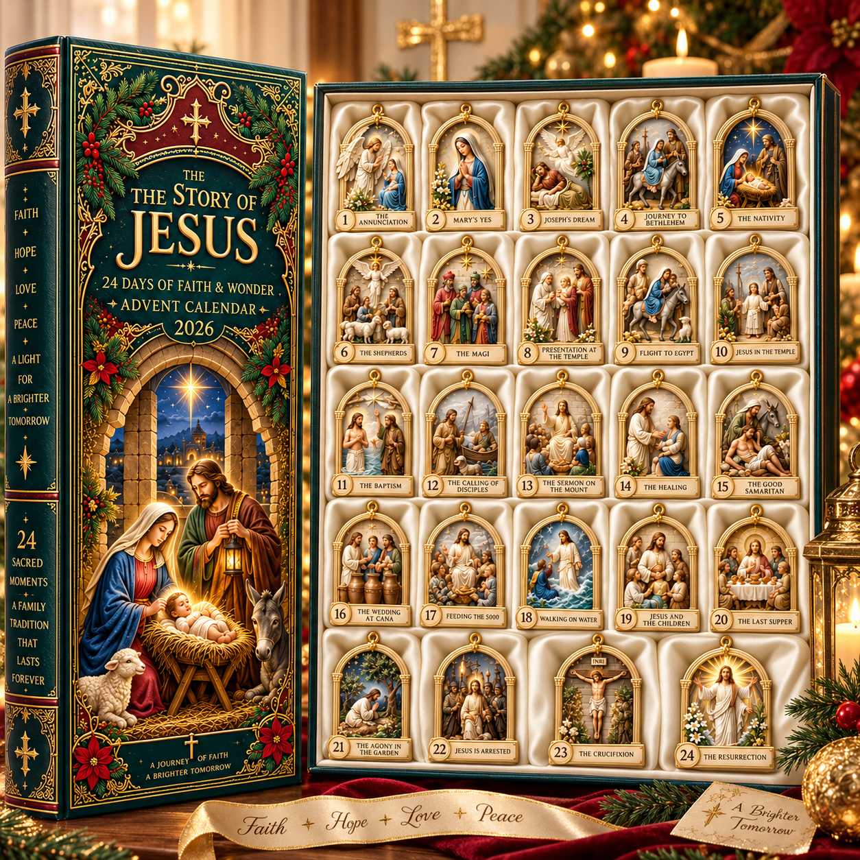 Story of Jesus 2026 – 24 Days of Faith & Wonder Advent Calendar with 24 Unique Biblical Scene Miniatures, Christian Christmas Collectible Gift