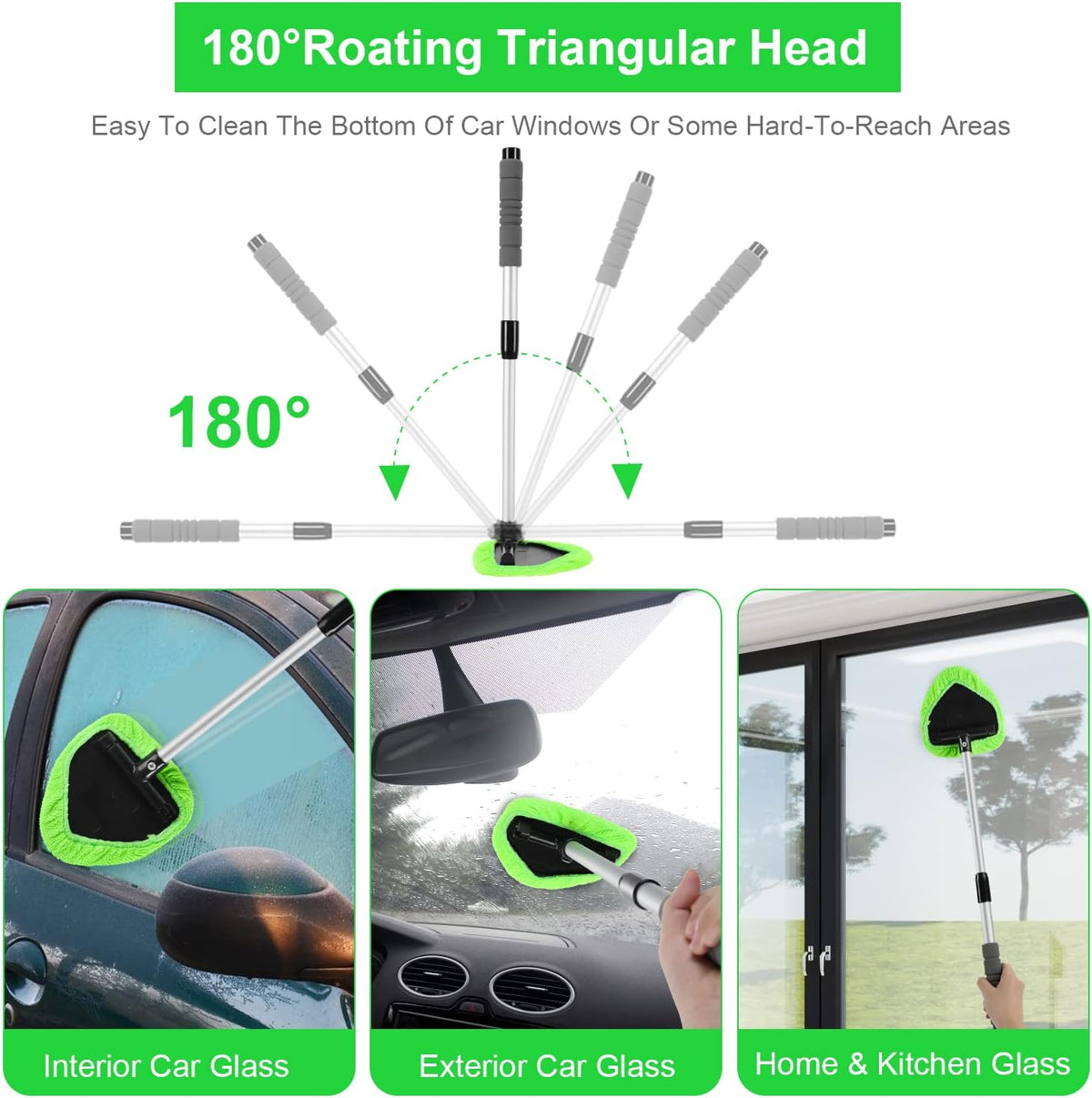 💥 💥 🔥 Windshield Cleaning Tool, Microfiber Car Window Cleaner with 4 Reusable and Washable Microfiber Pads and Extendable Handle - image 10
