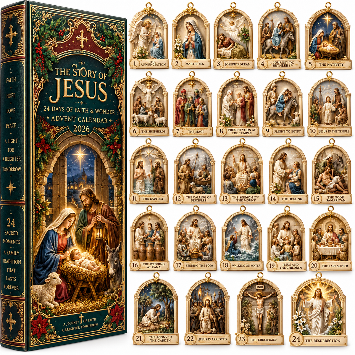 Story of Jesus 2026 – 24 Days of Faith & Wonder Advent Calendar with 24 Unique Biblical Scene Miniatures, Christian Christmas Collectible Gift