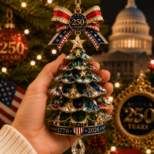 ✨America 250th Anniversary Crystal Christmas Tree Ornament