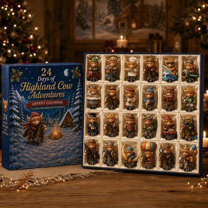 Highland Cow Adventures Advent Calendar 2026 – 24 Days of Unique Highland Cow Miniature Collectibles