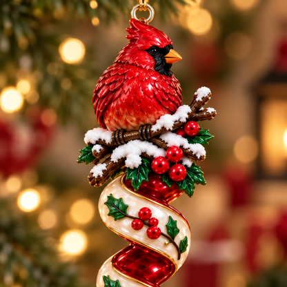 Cardinal Christmas Ribbon Ornament Collection