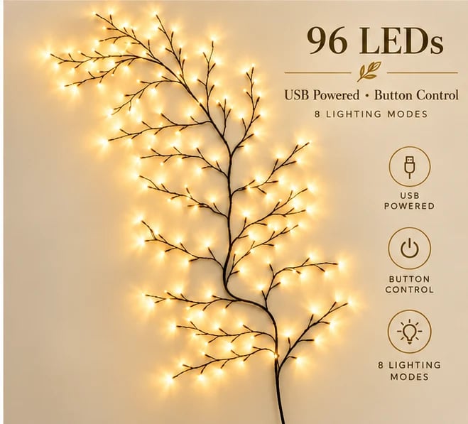 ✨ Flexible LED Branch Lights | Remote-Controlled Holiday Wall Decor - image 10