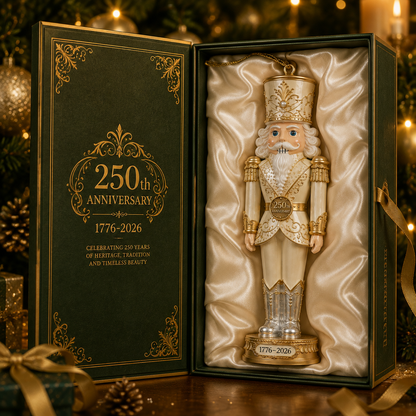 🔥Last 60 pcs✨⏰ Limited anniversary edition✨2026 America 250th Anniversary Ivory & Gold Nutcracker Ornament