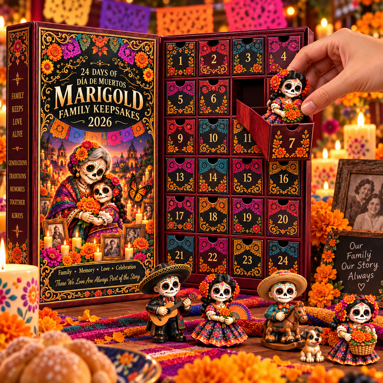 24 Days of Family, Memory & Love — Día de Muertos Marigold Family Keepsakes Advent Calendar 2026