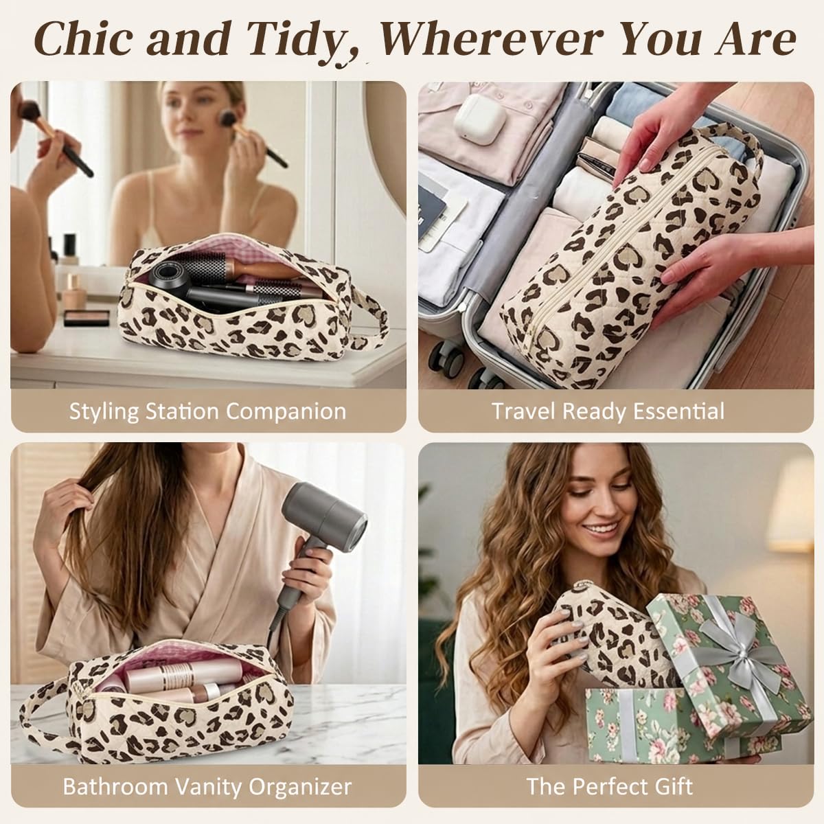 Quilted Multi‑Purpose Storage Bag, Portable Zipper Cosmetic Makeup Pouch with Handle 🧳 - image 8