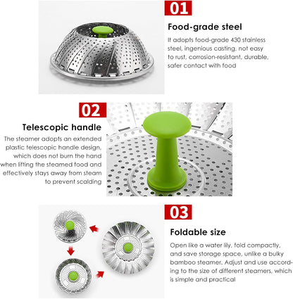 Vegetable Steamer Basket for Cooking Food, Stainless Steel Veggie Steam Basket for Pot 🥦 - image 5