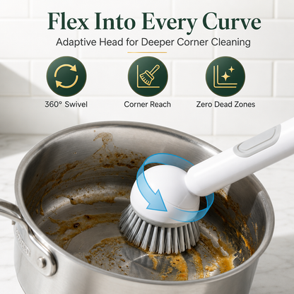 360° Rotating Soap Dispensing Dish Brush with Interchangeable Heads - image 4
