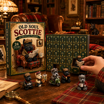 Old Soul Scottie 24-Day Advent Calendar – 24 Adorable Collectible Scottish Terrier Miniatures, Cozy Christmas Countdown Gift for Scottie Lovers & Dog Owners