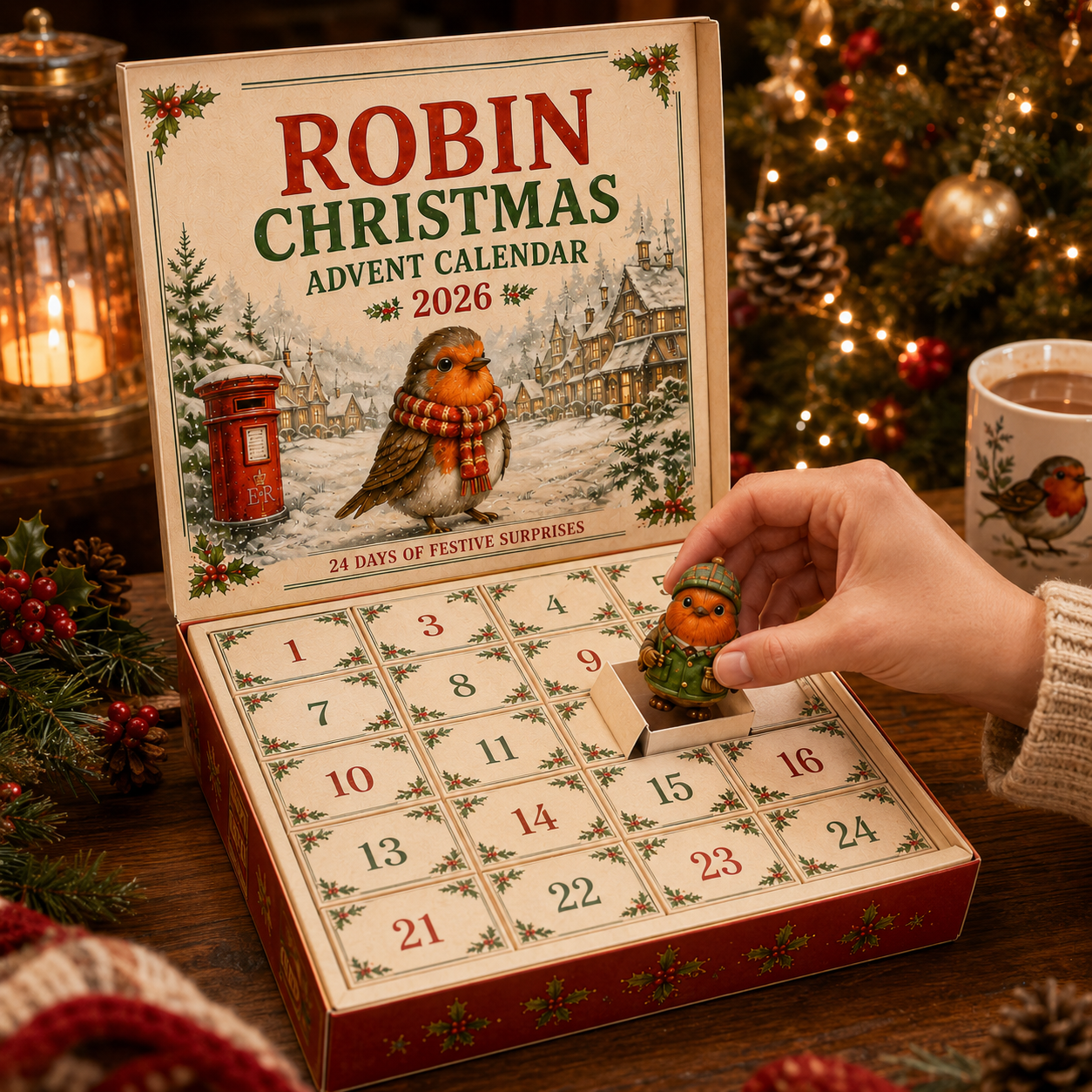 Robin Christmas Advent Calendar 2026 – 24 Days of Unique  Collectible Robin Miniatures, Festive Countdown Gift for Bird Lovers & Garden Lovers