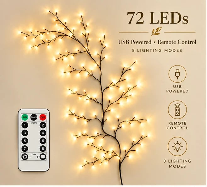 ✨ Flexible LED Branch Lights | Remote-Controlled Holiday Wall Decor - image 11