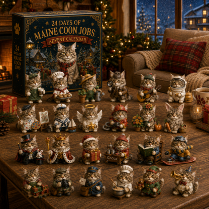 Maine Coon Jobs Advent Calendar 2026 – 24 Days of Unique Collectible Cat Miniatures, Christmas Countdown Gift for Maine Coon & Cat Lovers