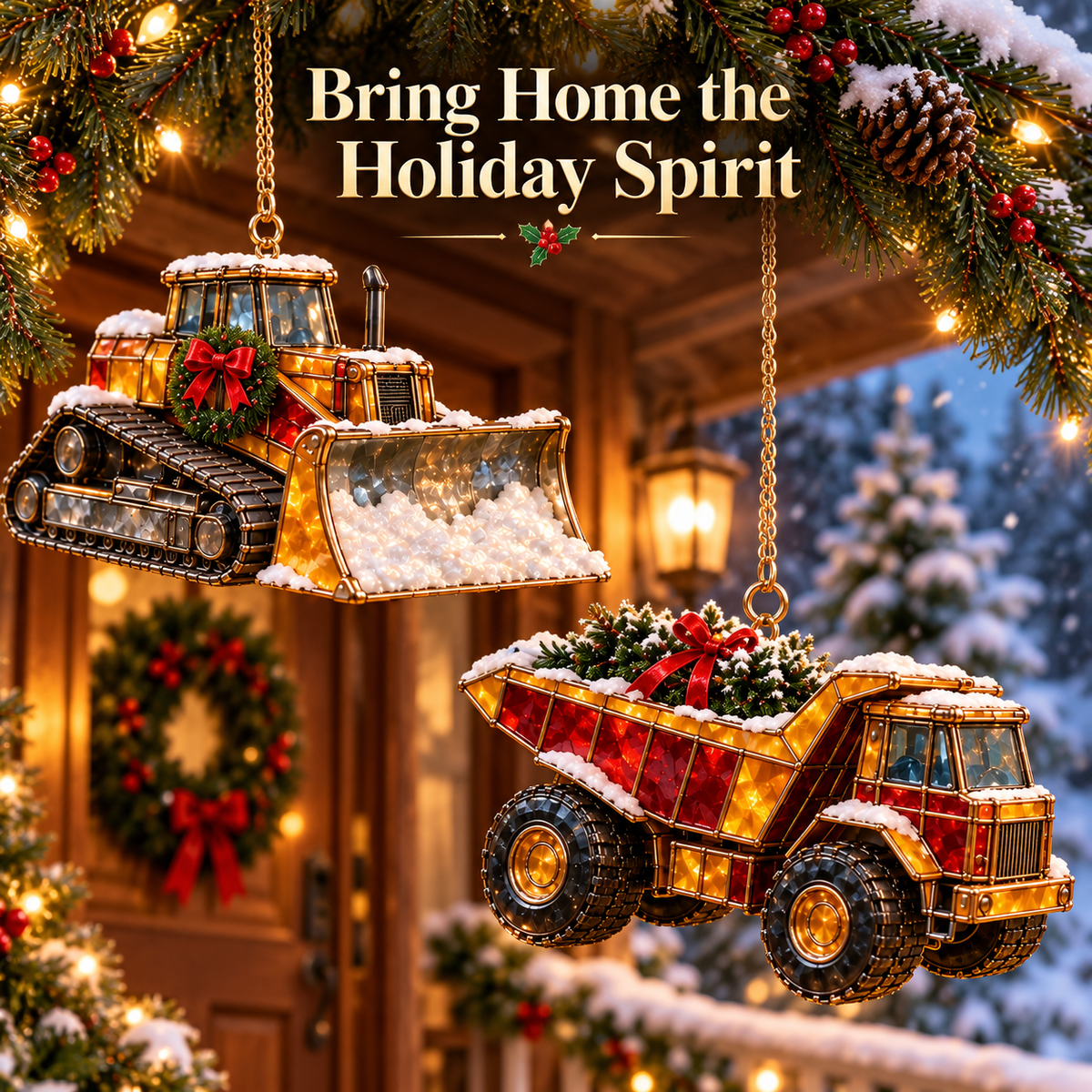 Christmas Construction Crew Ornaments – 6-Piece Heavy Equipment Holiday Gift Set