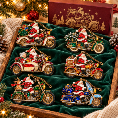 🏍️ 2026 Santa Claus Motorcycle Christmas Ornaments – Set of 6 Vintage Holiday Biker Keepsakes