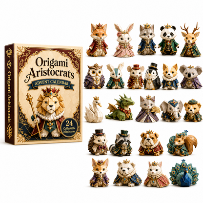 Origami Aristocrats 24-Day Advent Calendar – 24 Collectible  Royal Animal Figurines, Luxury Christmas Countdown Gift Set for Animal Lovers & Collectors