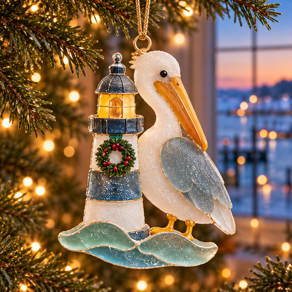 🌊 2026 Coastal Christmas Seabird Ornaments – Set of 6 Festive Seagull & Pelican Keepsakes
