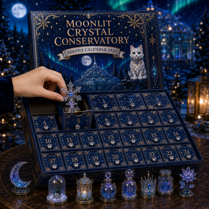 Moonlit Crystal Conservatory 2026 – 24-Day Crystal Miniature Countdown Calendar | Enchanted Winter Collectible Gift Set