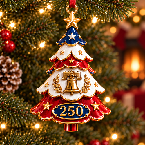 2026 Patriotic Christmas Tree Ornaments –  250th Anniversary Keepsake Collection, 1776–2026