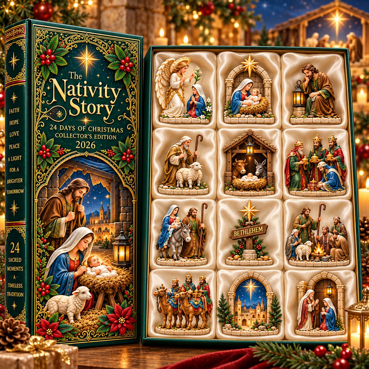 Nativity Story 2026 – 24 Days of Christmas Collector’s Edition with 24 Unique Nativity Miniatures, Christian Christmas Countdown Gift