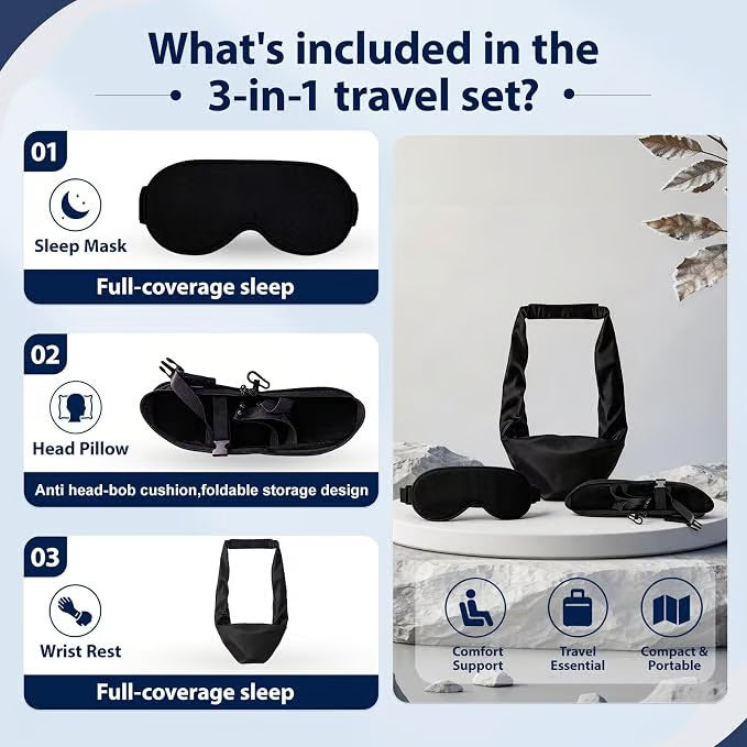 3-in-1 Airplane Sleep Support System - Carry On-Friendly Travel Bedding Accessory Set ✈️