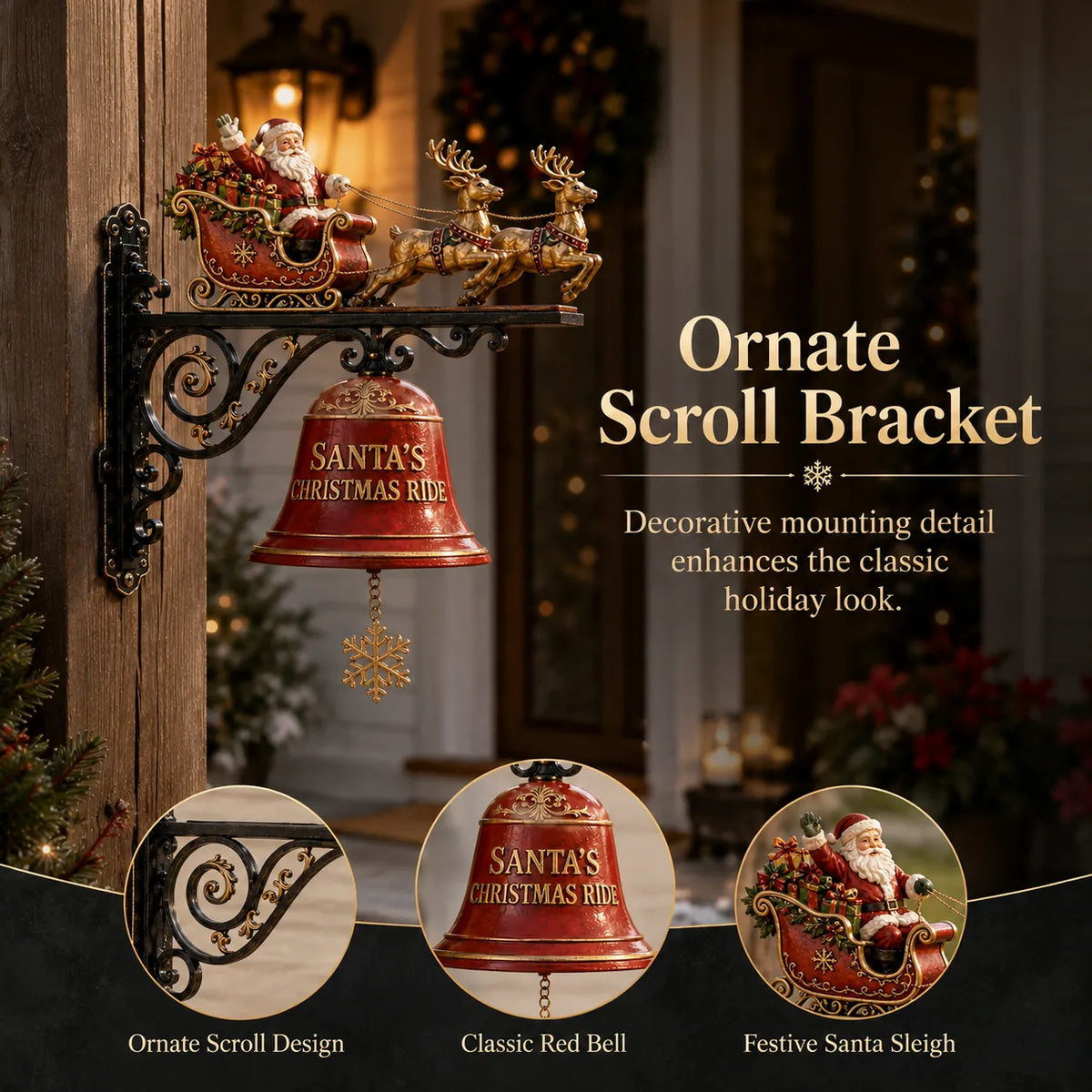 🎅 Santa Sleigh with Reindeer & Bell | 3D Christmas Outdoor Decoration - image 4