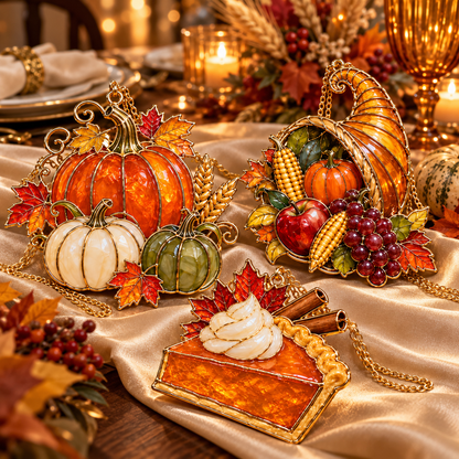 ✨ 2026 Thanksgiving Stained Glass Ornaments – Set of 6