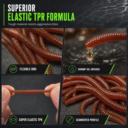📢📢Simulation Earthworm Soft Fishing Lures Shrimp Scented Artificial Worm Baits for Freshwater and Saltwater Pack of 50 or 100 - image 5