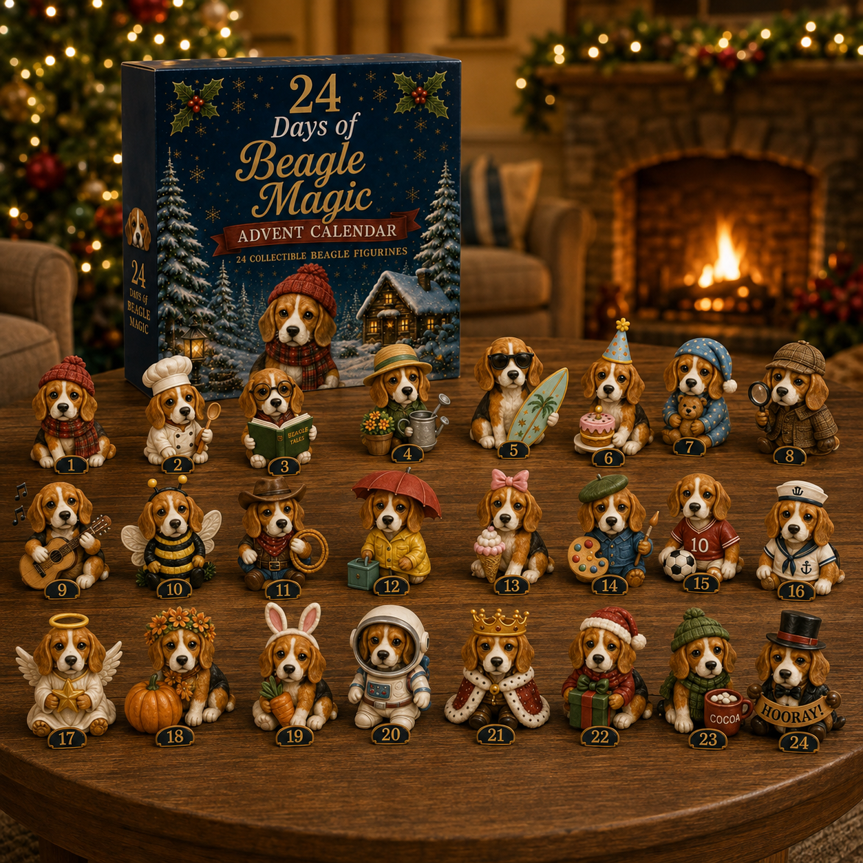 Beagle Magic Advent Calendar 2026 – 24 Days of Unique Beagle Miniature Collectibles, 24 Cute Holiday