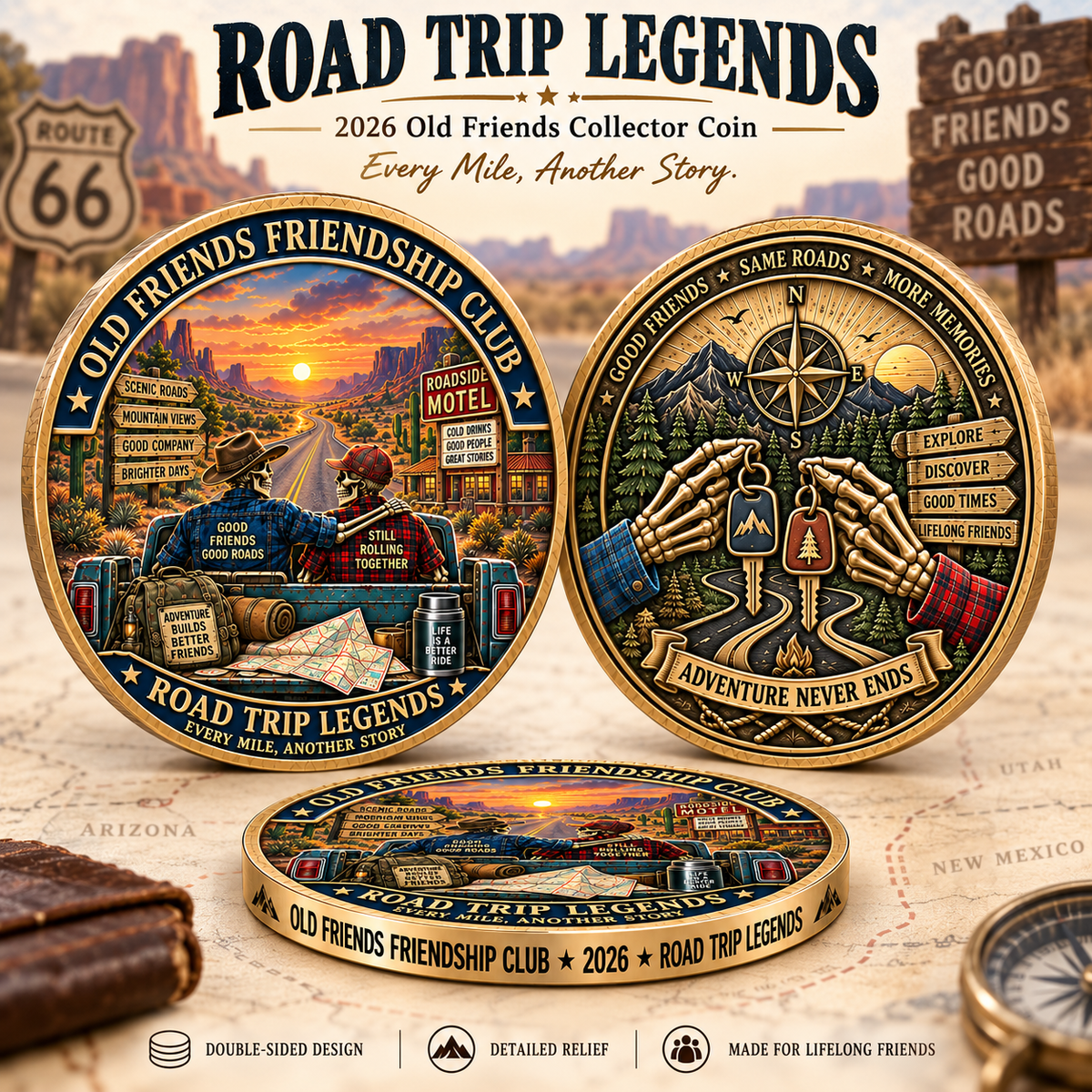 Old Friends Friendship Club 2026 – 4-Piece Collector Coin Set | Four Stories, One Lifelong Friendship