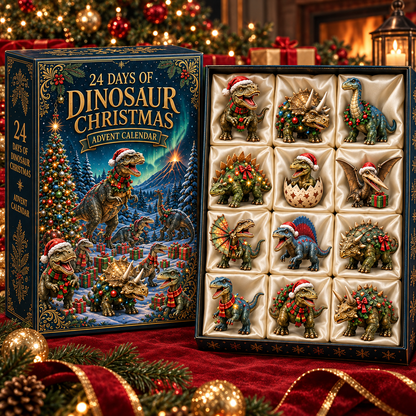 2026 Dinosaur Christmas 24-Day Countdown Calendar – 24 Unique Festive Dinosaur Miniatures, Fun Prehistoric Advent Collection & Christmas Gift for Dinosaur Lovers