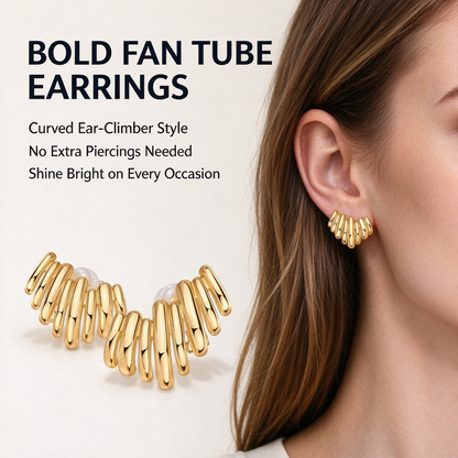 14K Gold Plated Statement Climber Stud Earrings for Women ✨💎