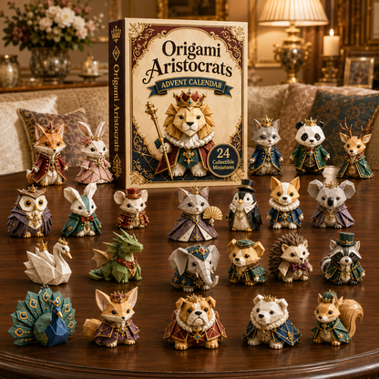 Origami Aristocrats 24-Day Advent Calendar – 24 Collectible  Royal Animal Figurines, Luxury Christmas Countdown Gift Set for Animal Lovers & Collectors