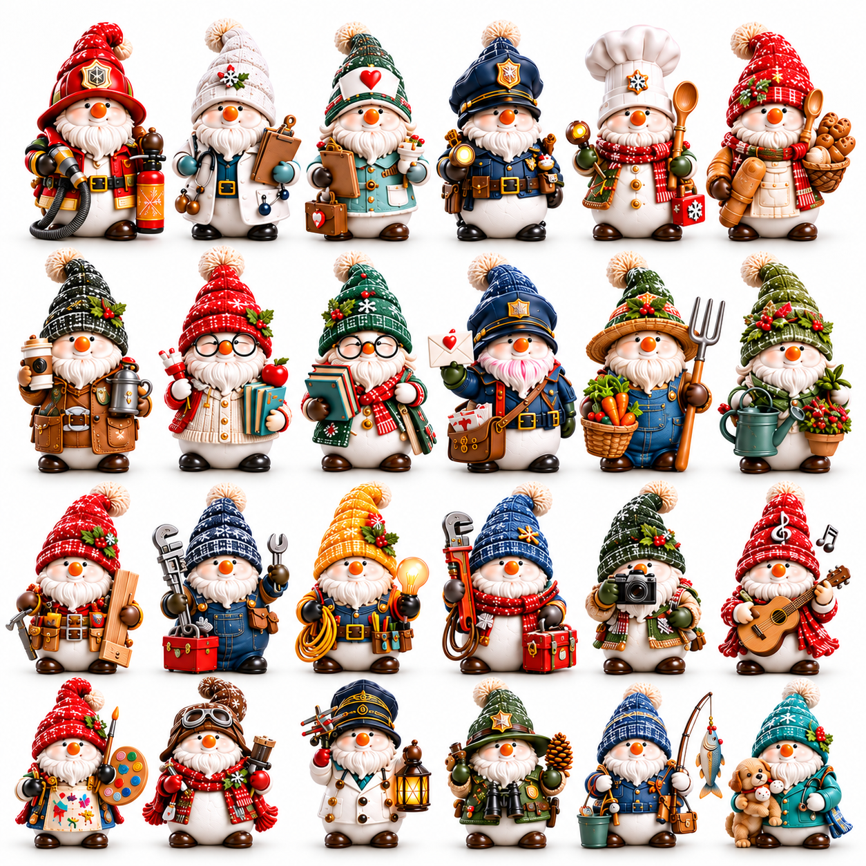 2026 Gnome Snowman Jobs 24-Day Christmas Countdown Calendar – 24 Unique Career Snowman Gnome Miniatures, Whimsical Holiday Collector’s Gift