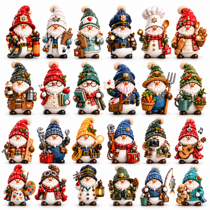2026 Gnome Snowman Jobs 24-Day Christmas Countdown Calendar – 24 Unique Career Snowman Gnome Miniatures, Whimsical Holiday Collector’s Gift