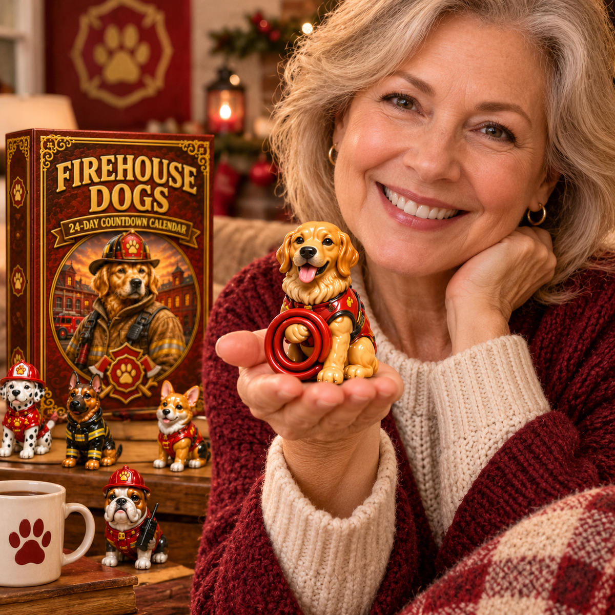 2026 Firehouse Dogs 24-Day Christmas Countdown Calendar – 24 Unique Firefighter Dog Miniatures, Heroic Canine Collector’s Gift for Dog & Firefighter Lovers