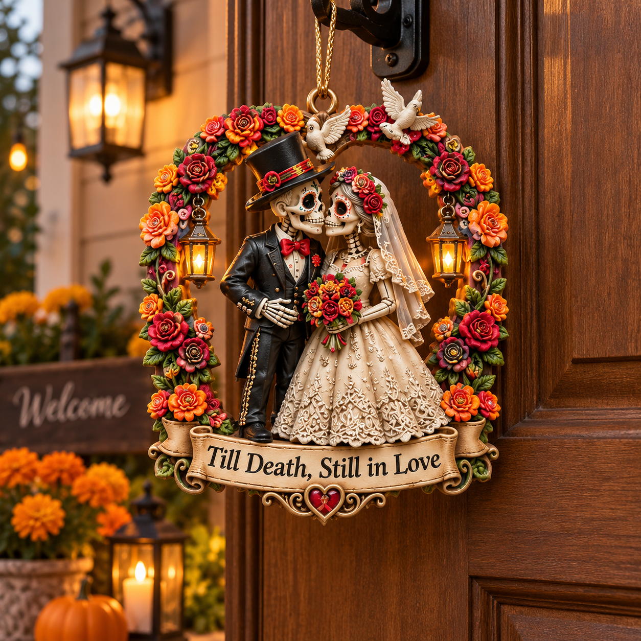 Día de Muertos Love Ornament -  Skeleton Couple Hanging Keepsake Collection, Romantic Day of the Dead Gift for Couples & Loved Ones