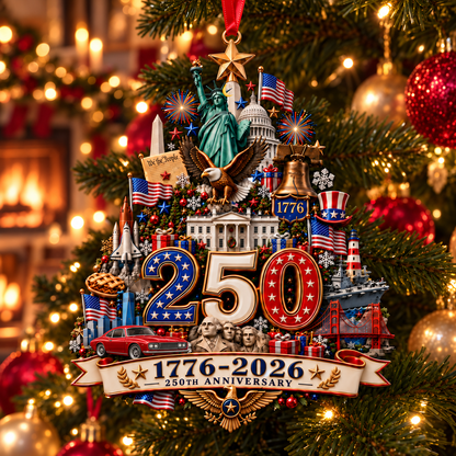 2026 250th Anniversary Christmas Ornament – 1776–2026 Patriotic Commemorative Keepsake, Meaningful Holiday Gift for Family & Friends