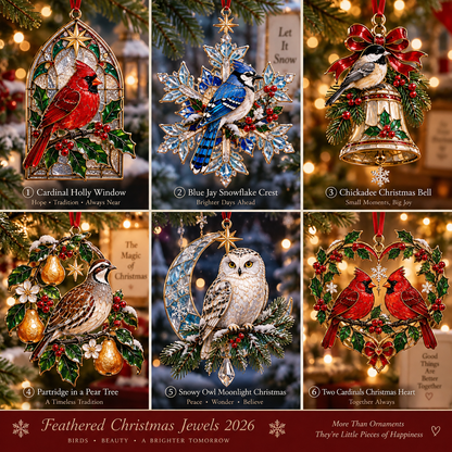 2026 Feathered Christmas Jewels – 6-Piece Bird Ornament Gift Set
