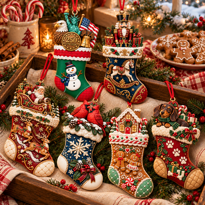 2026 Christmas Storybook Stocking Ornaments – 6-Piece Vintage  Holiday Collection